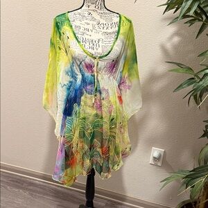 Colorful Sheer Kaftan Dress